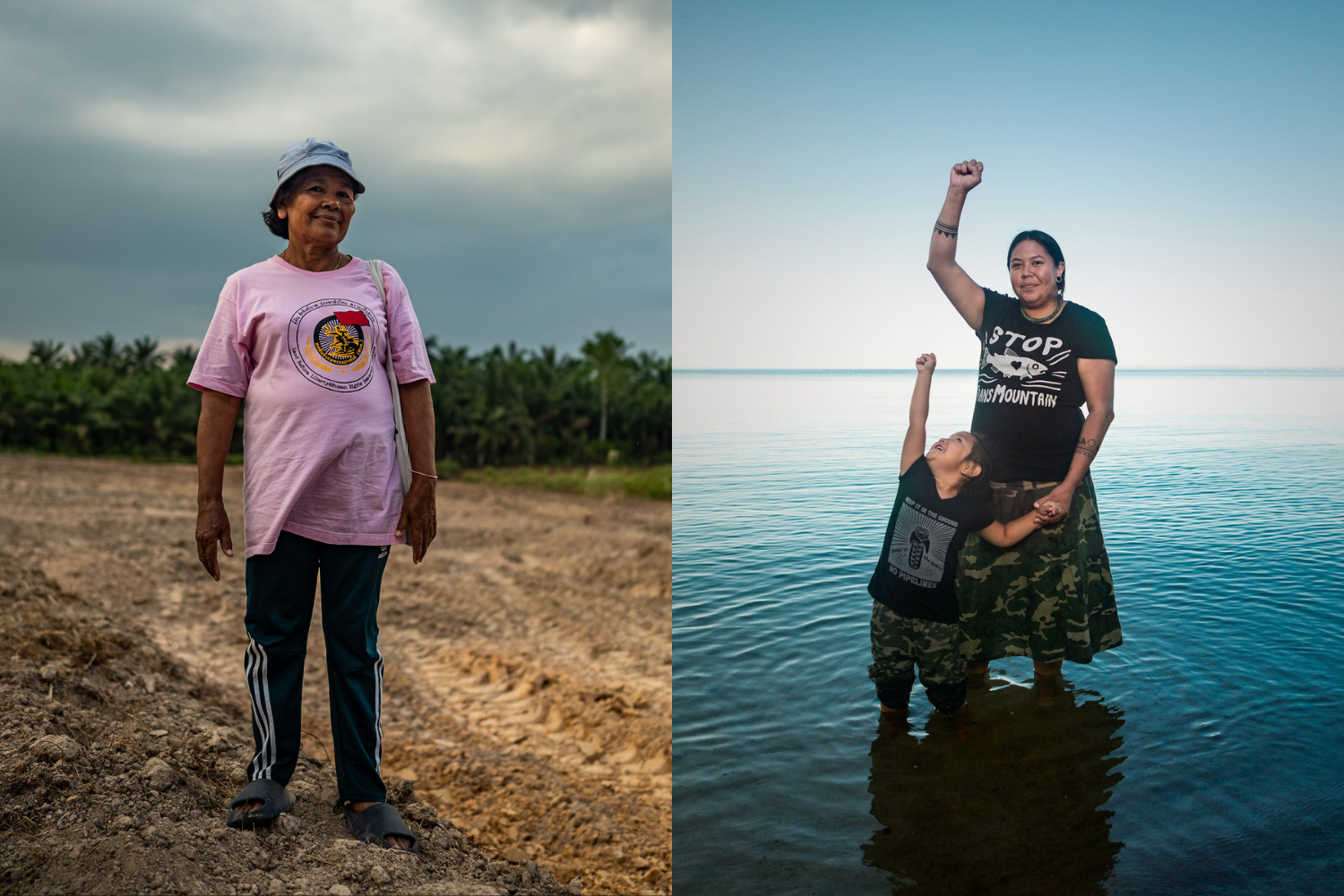 A diptych of a woman and a woman and child.