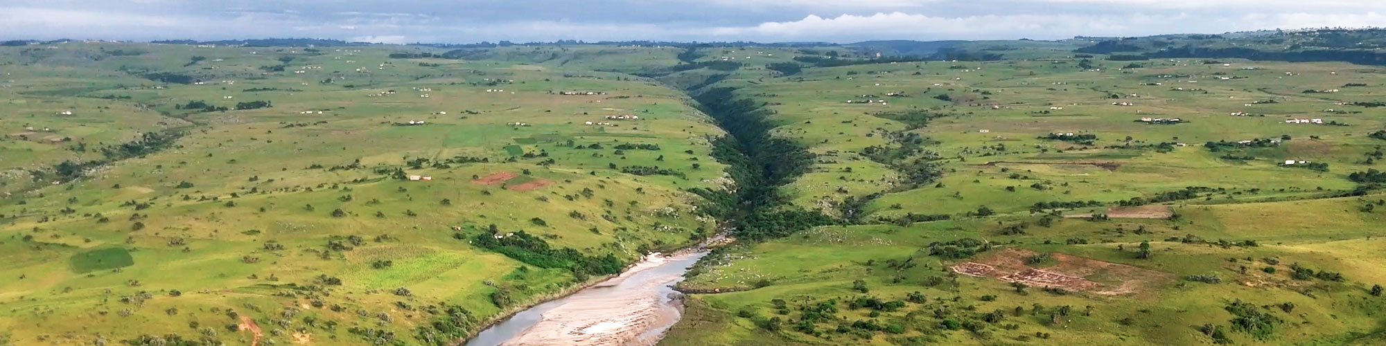 Lush green landscape with a river running through it